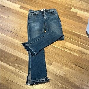 Pistola Blue Straight Leg Jeans with Frayed Hem